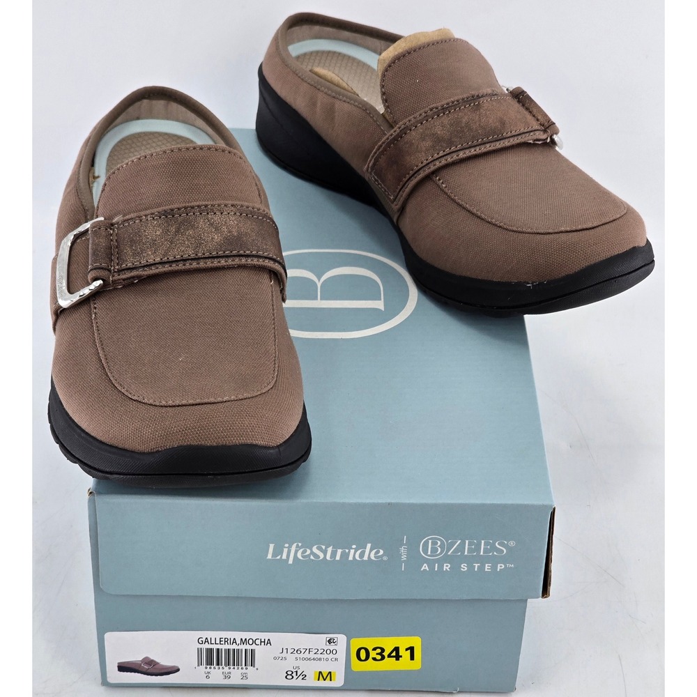 LifeStride BZees Galleria Mules Womens 8.5 Mocha Brown Buckle Clog - New